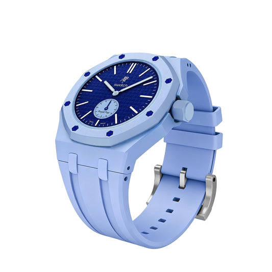 Kautschukarmband + Gehäuse für Swatch X AP Royal Pop Savonette Hellblau