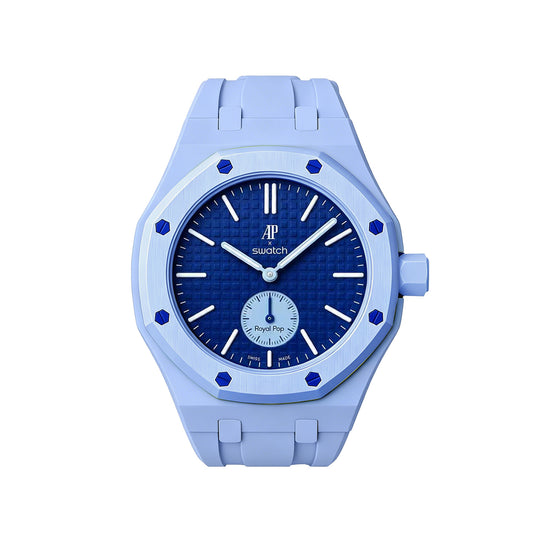 Kautschukarmband + Gehäuse für Swatch X AP Royal Pop Savonette Hellblau