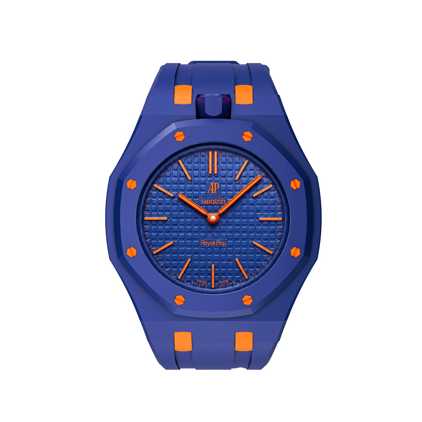 Kautschukarmband + Gehäuse für Swatch X AP Royal Pop Lépine Dunkelblau/Orange