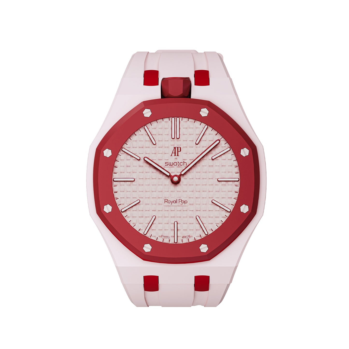 Kautschukarmband + Gehäuse für Swatch X AP Royal Pop Lépine Rosa/Rot