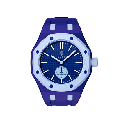 Kautschukarmband + Gehäuse für Swatch X AP Royal Pop Savonette Dunkelblau/Hellblau