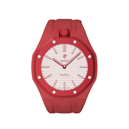 Kautschukarmband + Gehäuse für Swatch X AP Royal Pop Lépine Rot