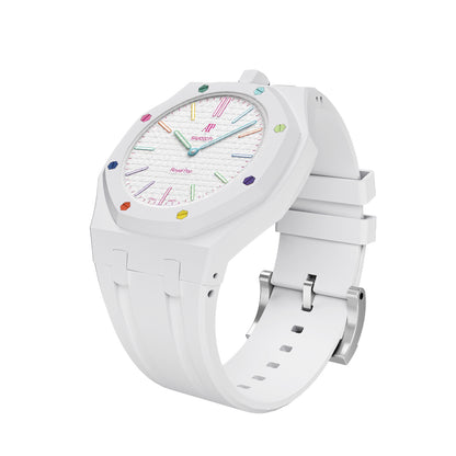 Kautschukarmband + Gehäuse für Swatch X AP Royal Pop Lépine Weiß
