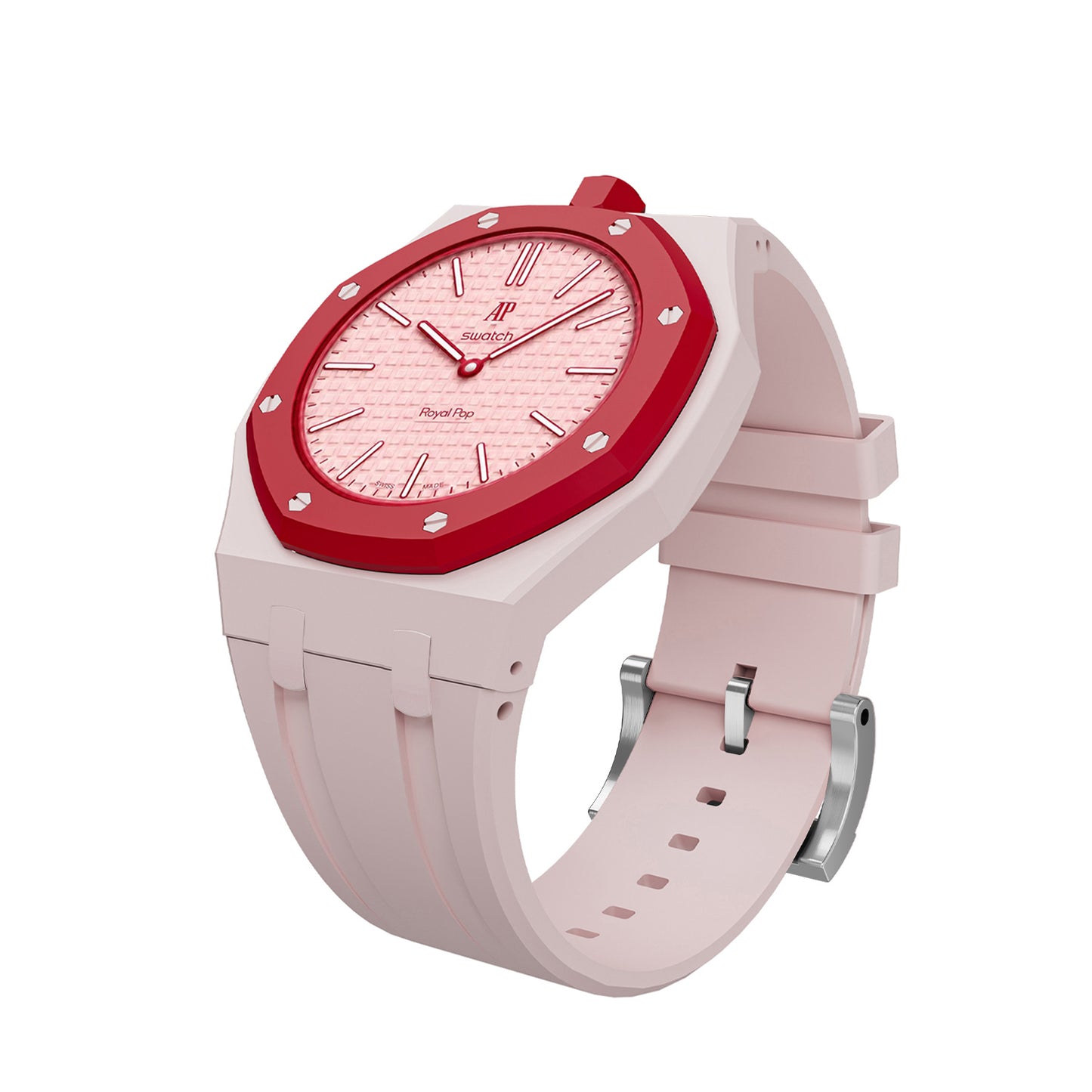 Kautschukarmband + Gehäuse für Swatch X AP Royal Pop Lépine Rosa