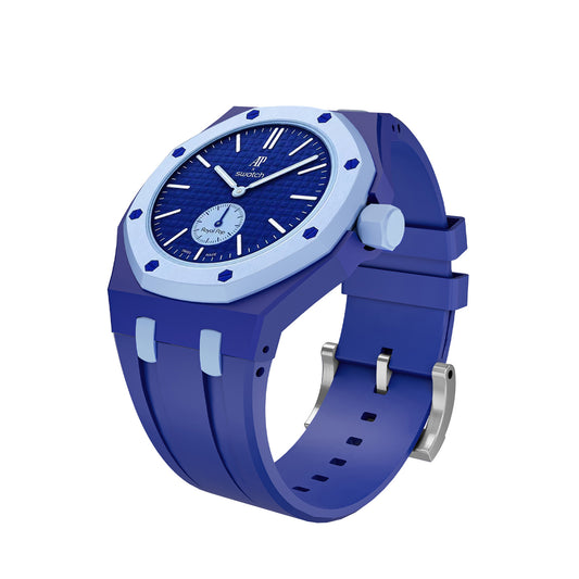 Kautschukarmband + Gehäuse für Swatch X AP Royal Pop Savonette Dunkelblau/Hellblau