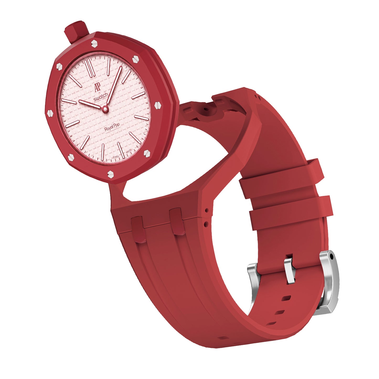 Kautschukarmband + Gehäuse für Swatch X AP Royal Pop Lépine Rot