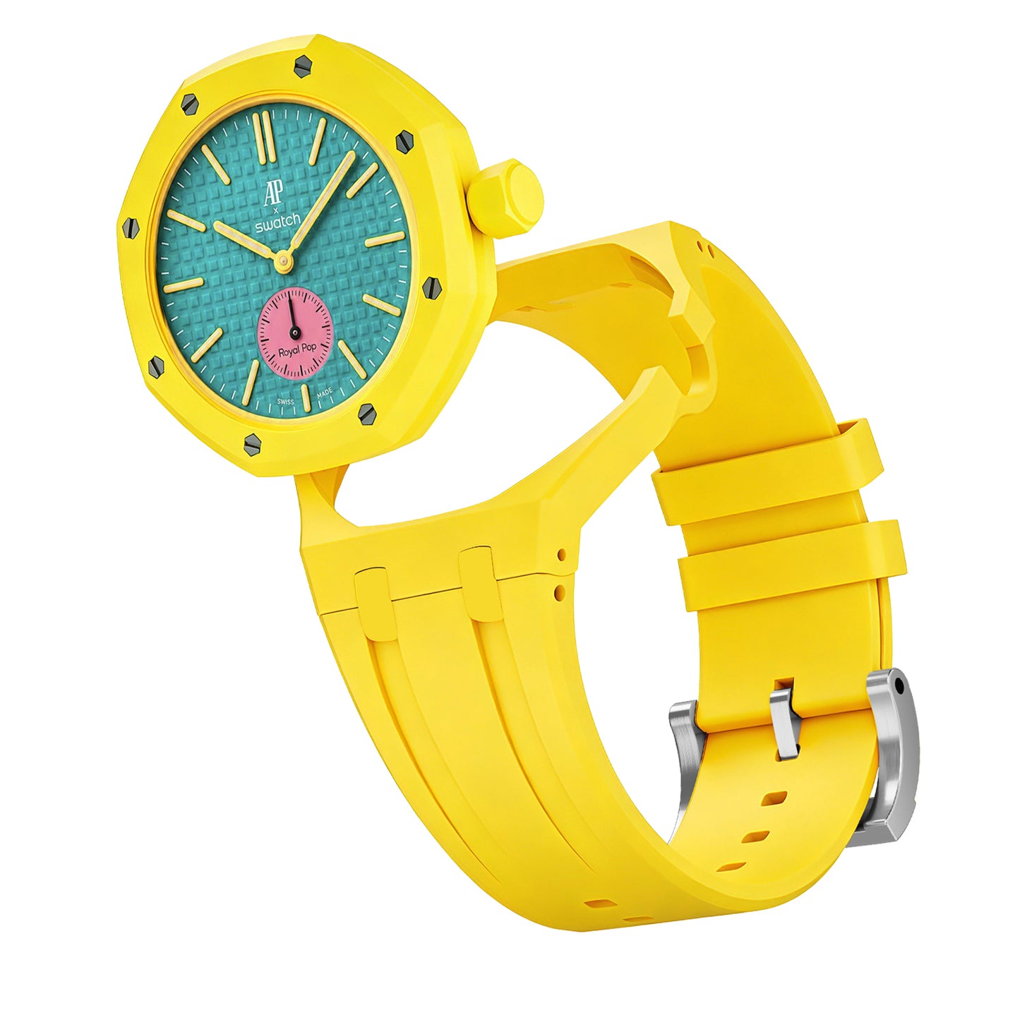 Kautschukarmband + Gehäuse für Swatch X AP Royal Pop Savonette Gelb