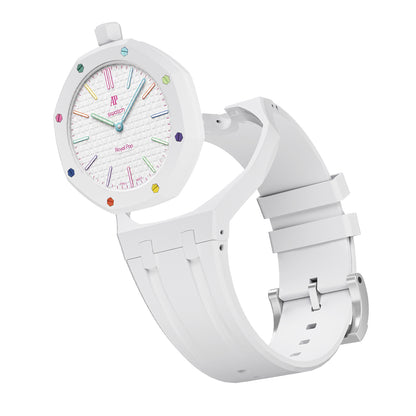 Kautschukarmband + Gehäuse für Swatch X AP Royal Pop Lépine Weiß