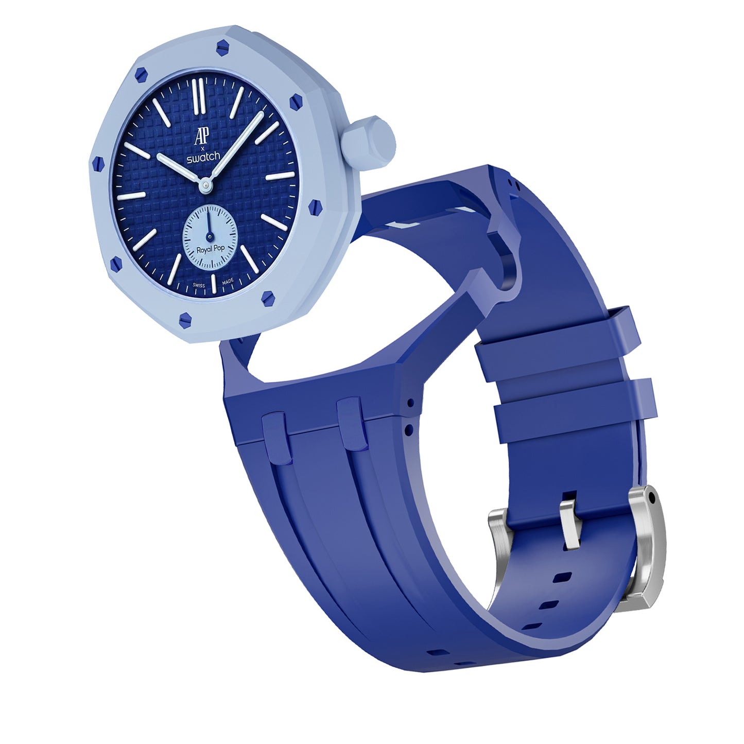Kautschukarmband + Gehäuse für Swatch X AP Royal Pop Savonette Dunkelblau