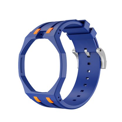 Kautschukarmband + Gehäuse für Swatch X AP Royal Pop Lépine Dunkelblau/Orange